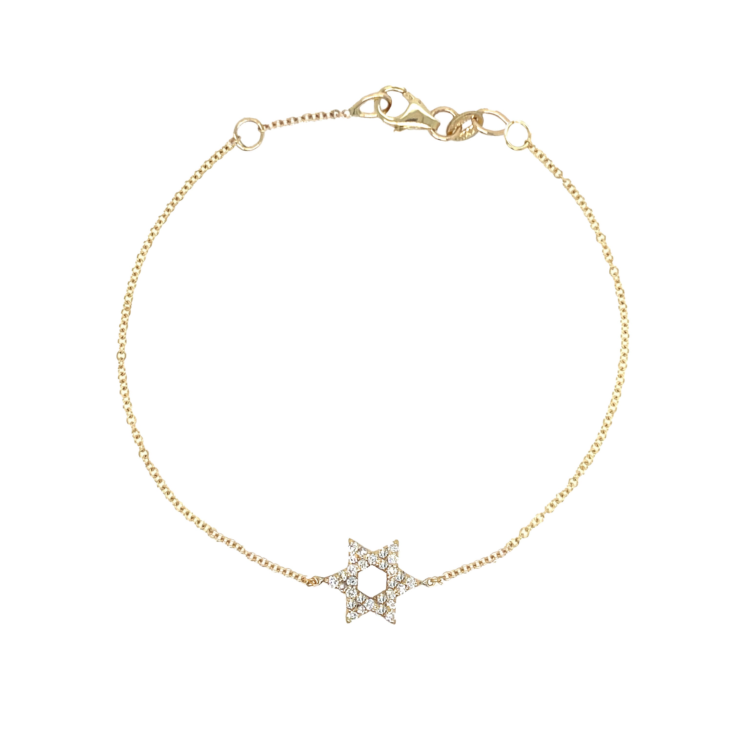 <p>Diamond Star of David Chain Necklace</p> <ul> <li>14K Yellow Gold</li> <li>Star: 0.25" Diameter</li> <li>6.5-7" Adjustable Length</li> </ul>