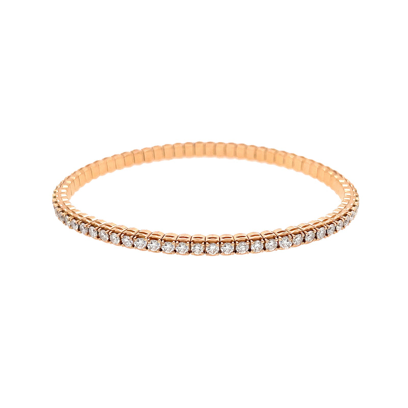 <p>Pave Diamond Tennis Stretch Bracelet</p> <ul> <li>18K Rose Gold</li> <li>4.25 Diamond Carat Weight</li> <li>0.14" Thick</li> </ul>