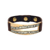 Crystal Baguette Leather Bracelet  Yellow Gold Plated 0.75" Length X 2.20" Width