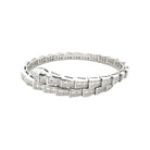 Moissanite Snake Wrap Bracelet  White Gold Plated Over Silver 0.50" Wide