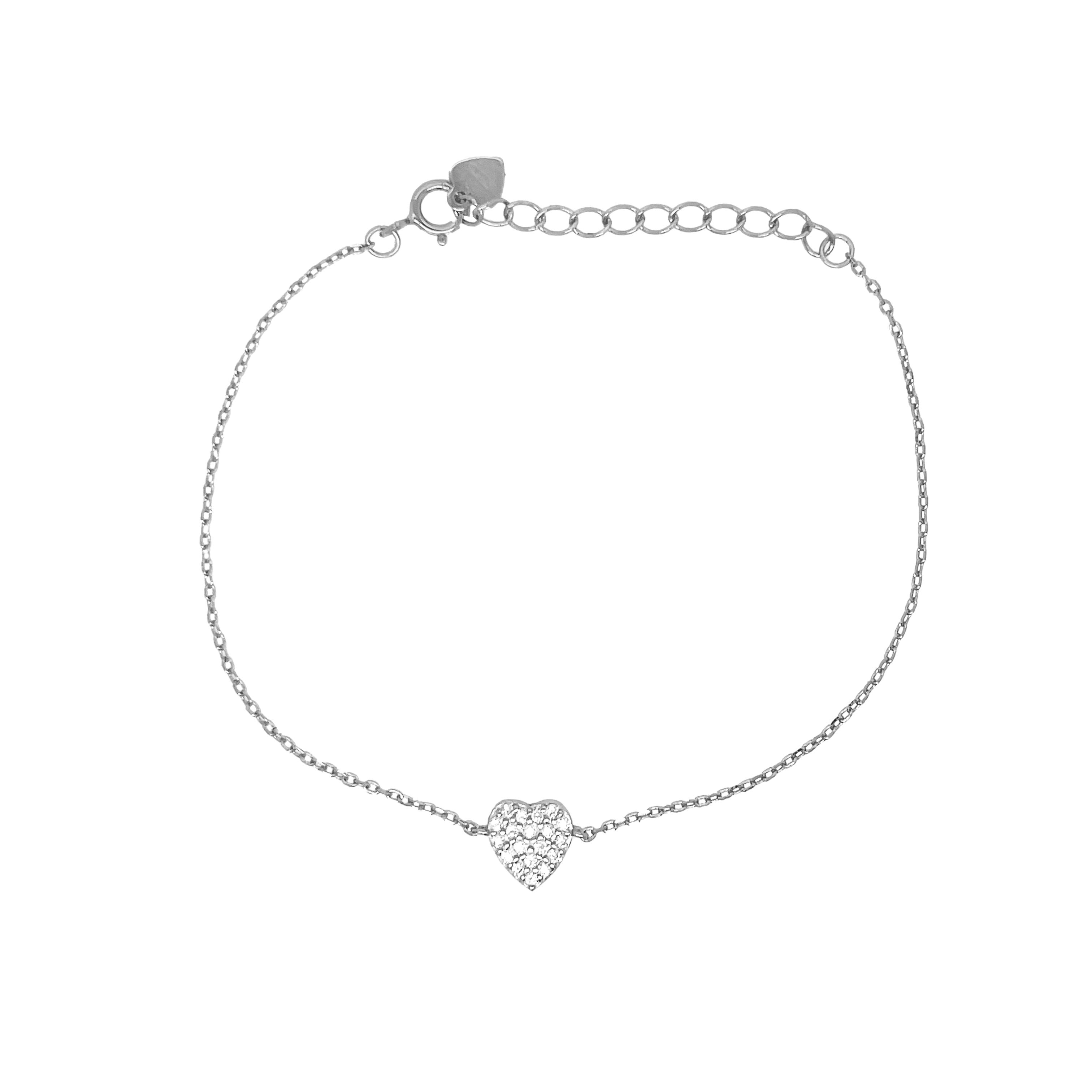 Pave CZ Heart Chain Bracelet

White Gold Plated Over Silver
Heart: 0.25" Wide
6-7.5" Adjustable Length

While supplies last. All Deals Of The Day sales are FINAL SALE.