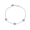 3 Evil Eye Disc Chain Bracelet   White Gold Plated Over Silver Evil Eye Disc: 0.25" Wide 6.5-8" Adjustable Length    While supplies last. All Deals Of The Day sales are FINAL SALE.