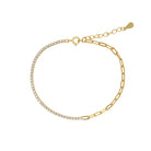 CZ Tennis &amp; Paperclip Link Bracelet

Yellow Gold Plated Over Silver
2mm Stones
6.75-8" Adjustable Length

While supplies last. All Deals Of The Day sales are FINAL SALE.