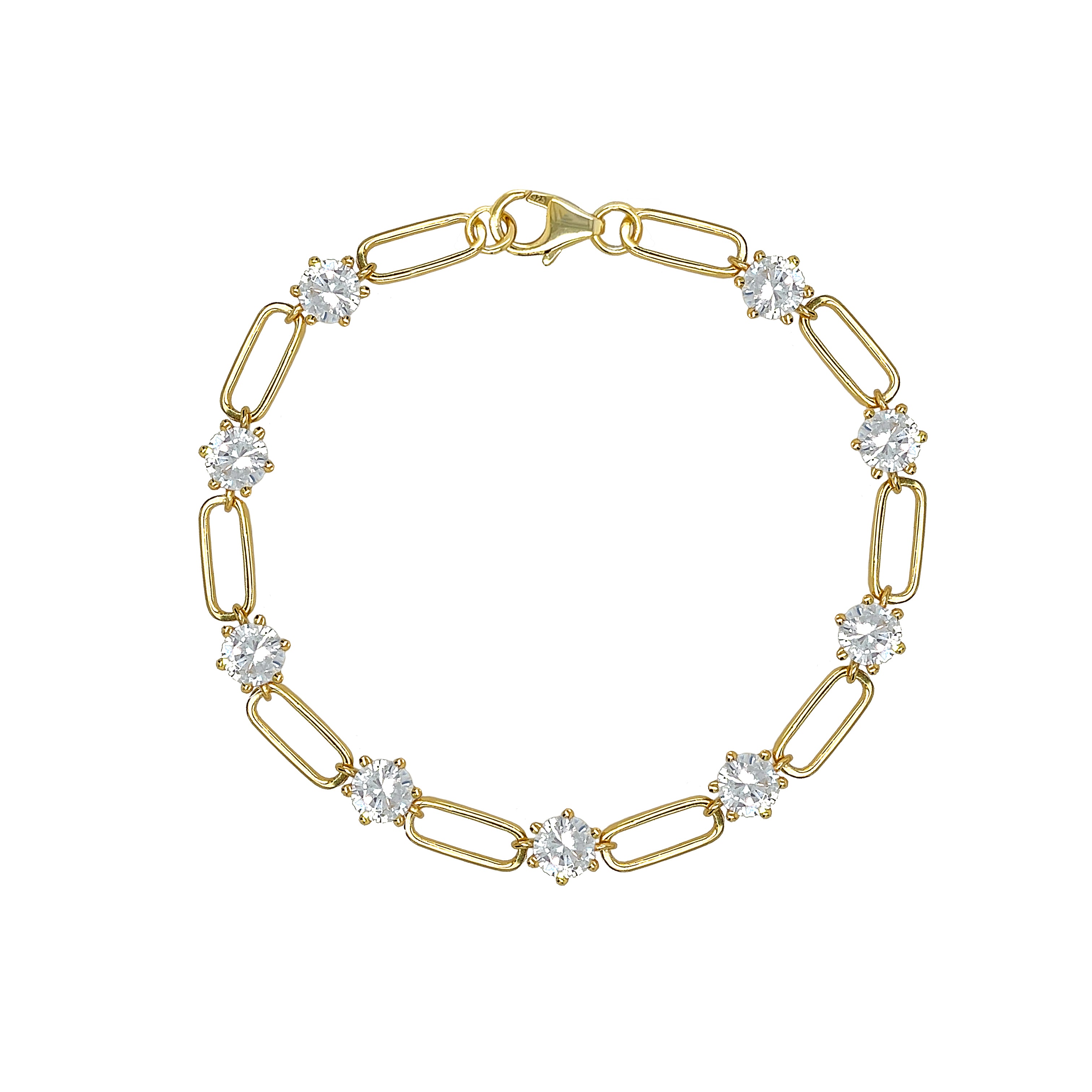 Yellow Gold Crystal Link Bracelet