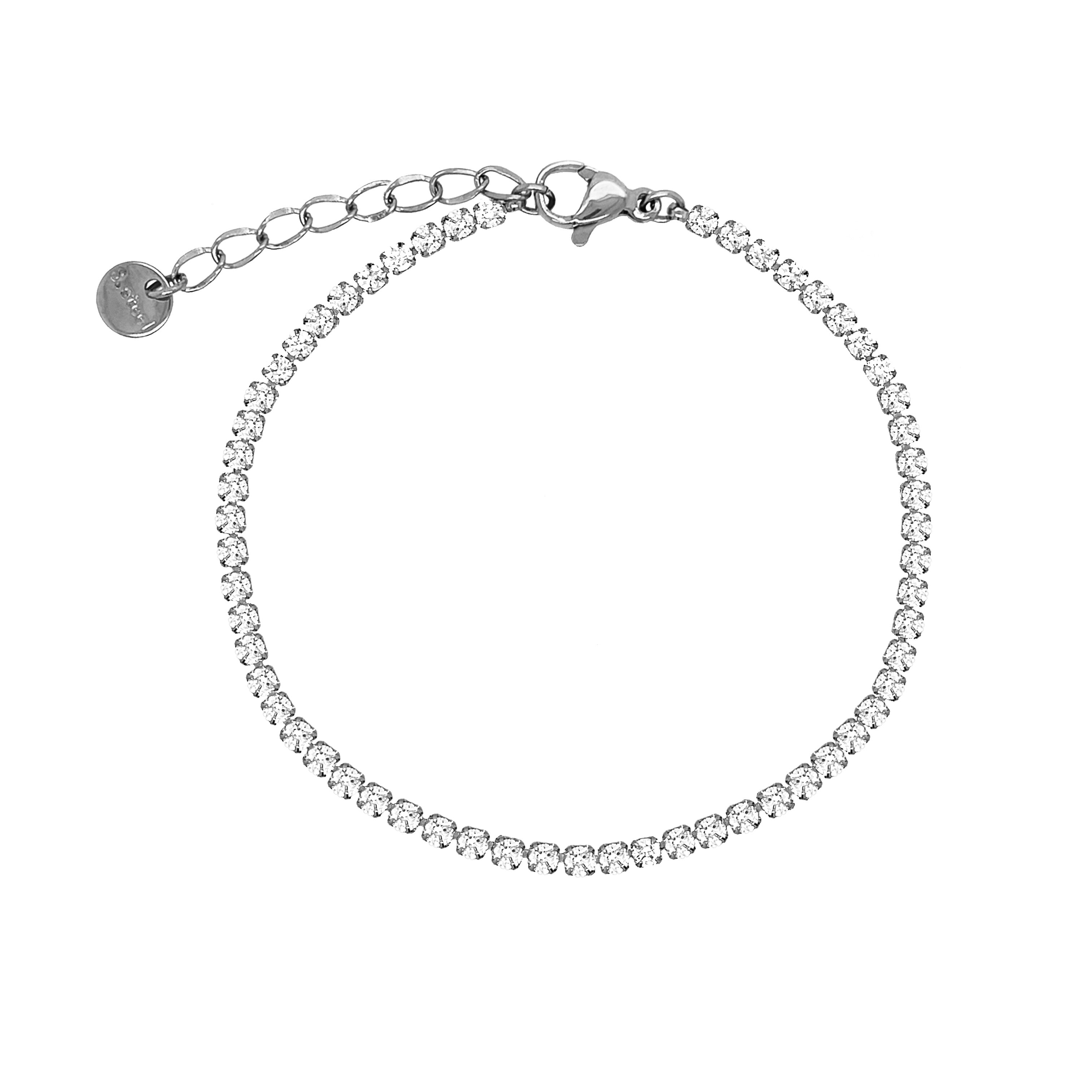 CZ Tennis Adjustable Bracelet

White Gold Plated
0.08" Thick
6.5-7.5" Adjustable Length