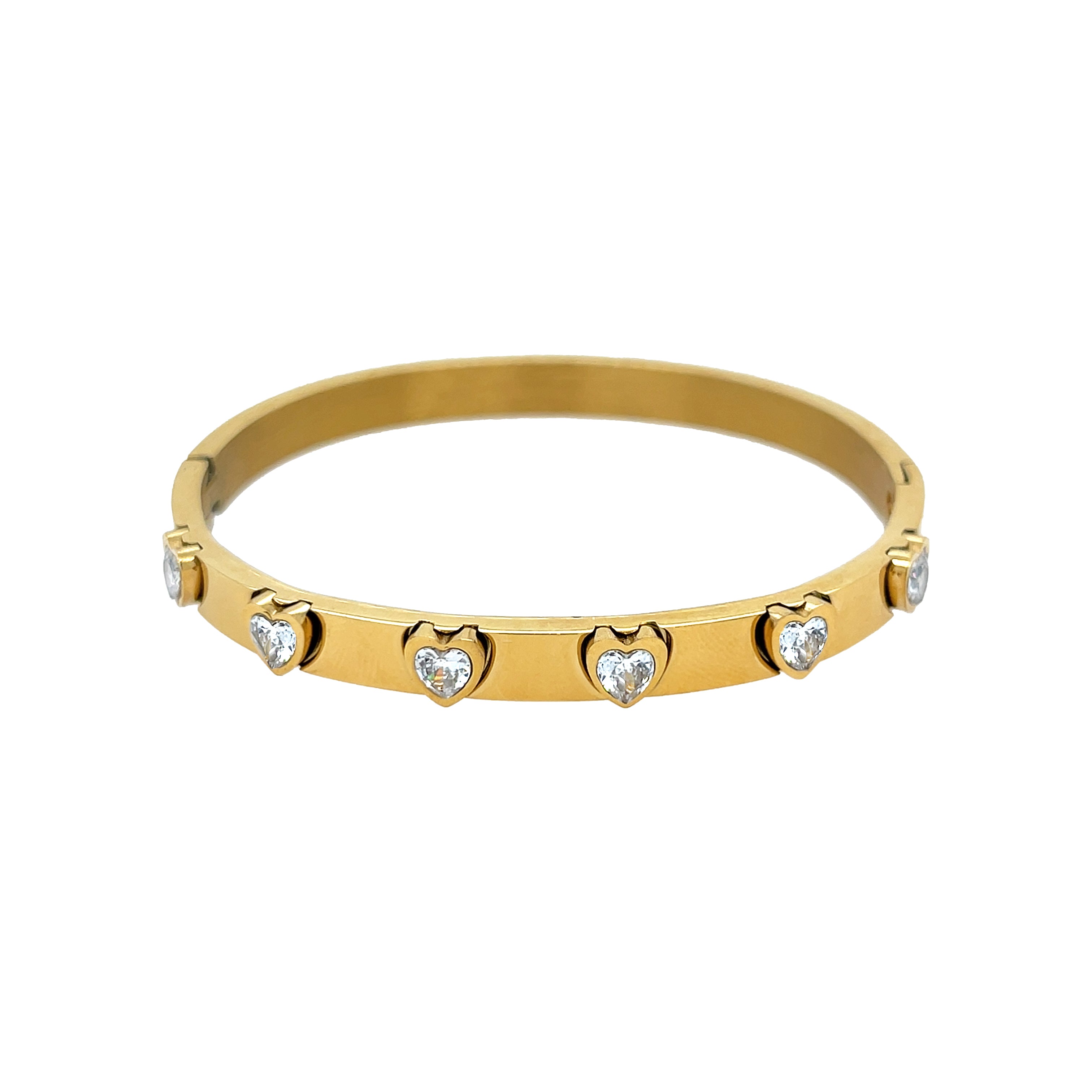 CZ Heart Eternity Bangle

Yellow Gold Plated Over Silver
6mm Width
2.5" Diameter

While supplies last. All Deals Of The Day sales are FINAL SALE.