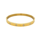 CZ 5 Star Eternity Bangle

Yellow Gold Plated Over Silver
6mm Width
2.5" Diameter