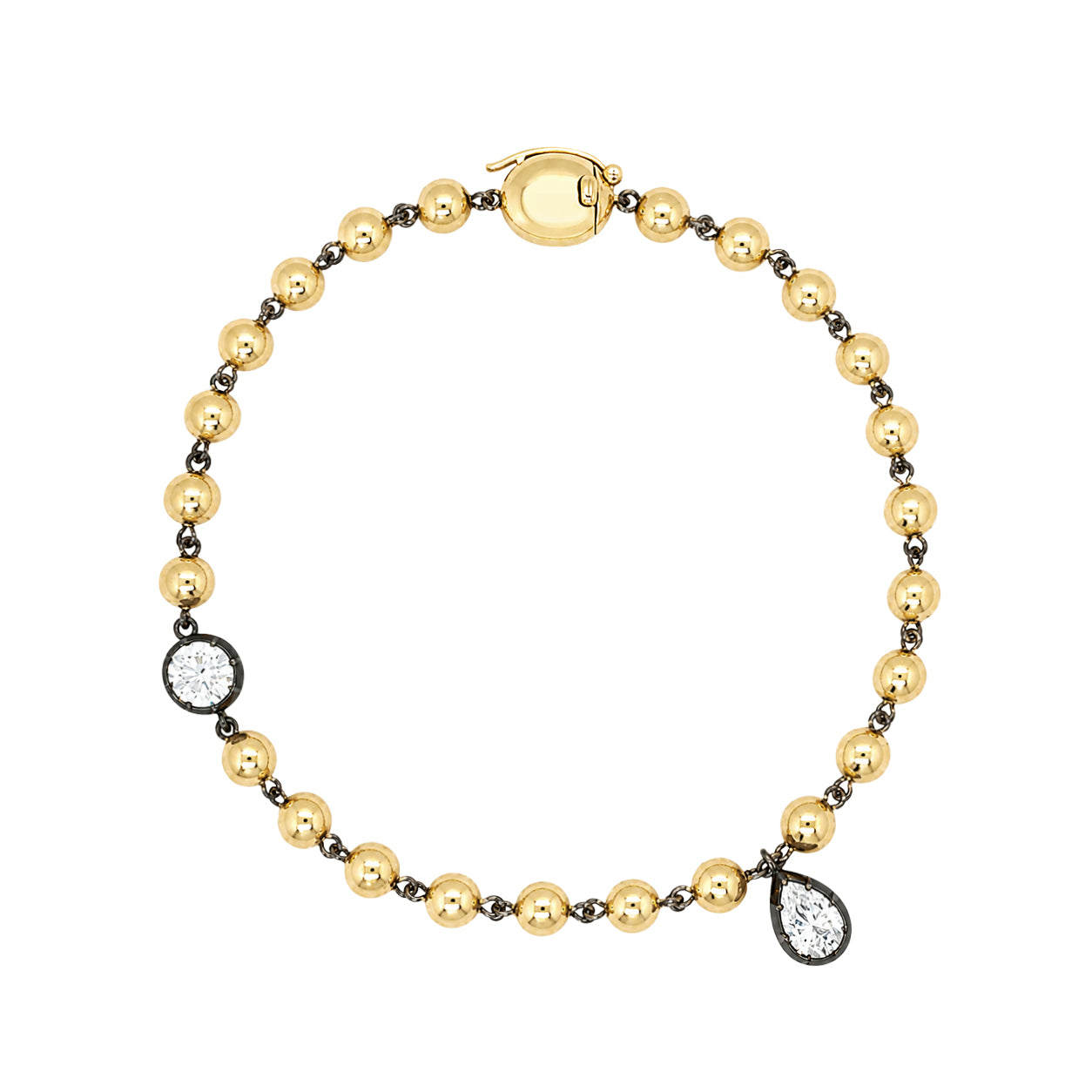 Lab Grown Diamond Ball Chain Bracelet

14K Yellow Gold &amp; Oxidized Gold
1 Diamond Carat Weight

Color F&nbsp;
VS1 Clarity
7" Long