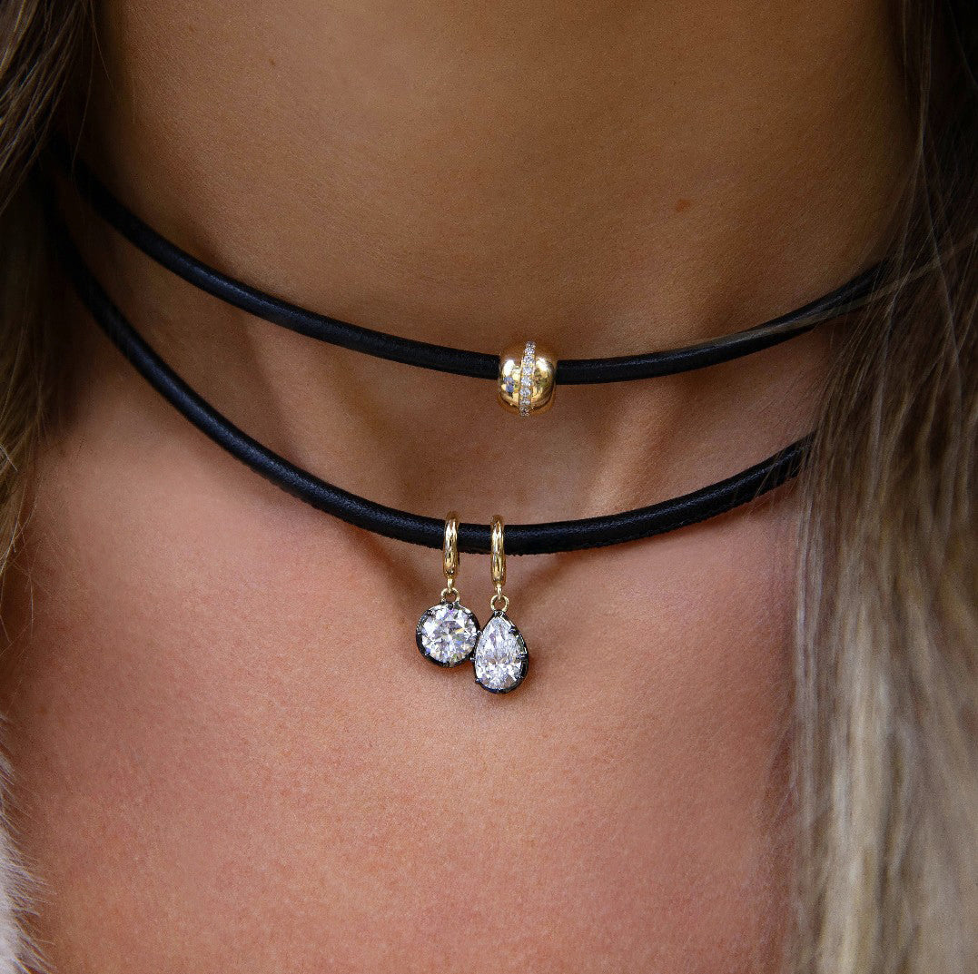 Lab Grown Diamond Charm Cord Necklace - 2 Charms View 2