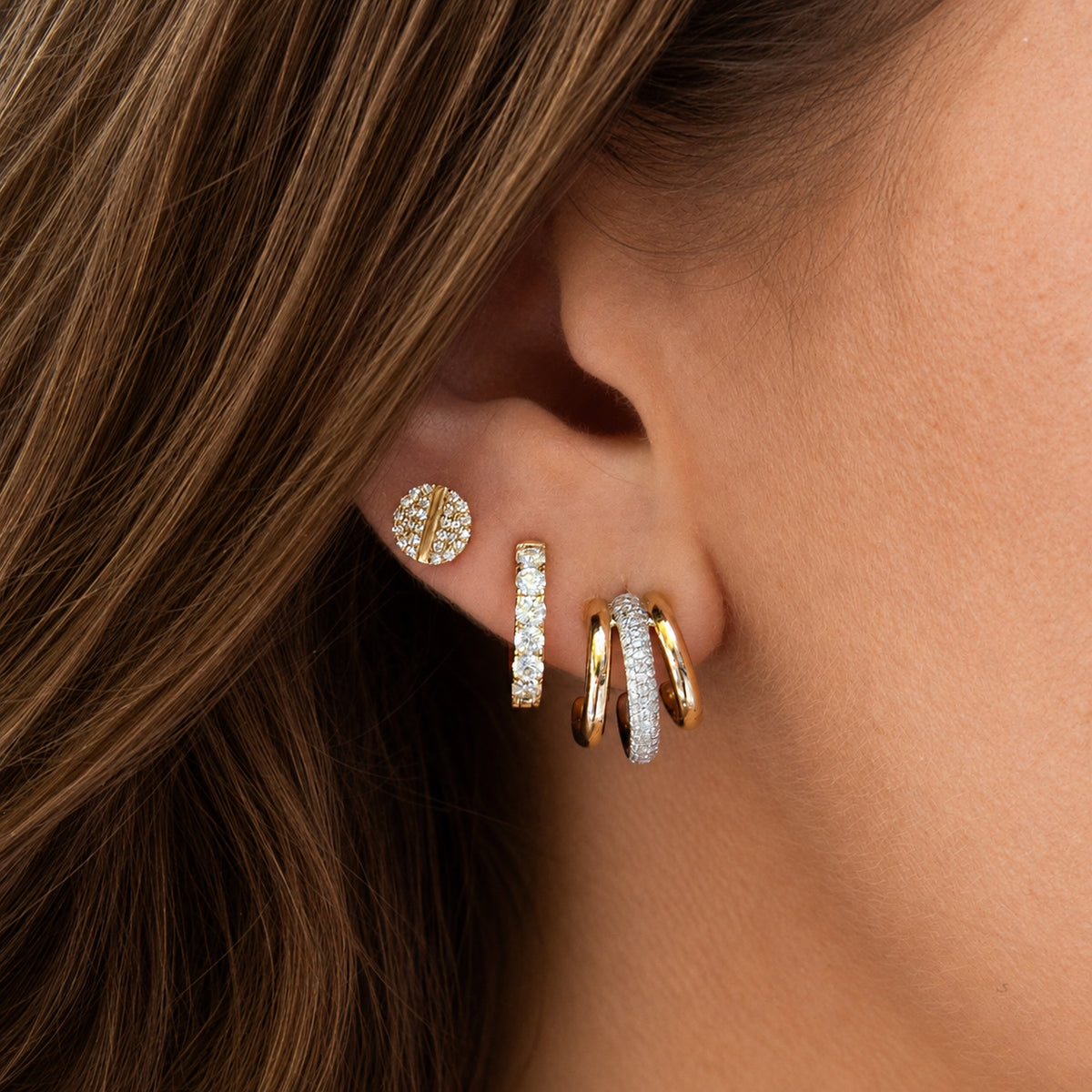 Diamond Screw Stud Earrings View 2