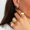 Pave Diamond Thick Huggie Pierced Earrings  14K White Gold 0.47 Diamond Carat Weight 0.19" Thick 0.32" Diameter