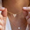 Pave CZ Small Heart Chain Necklace  Yellow Gold Plated Over Silver Heart: 0.50" Long X 0.50" Wide 16-18" Adjustable Length