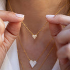 Pave CZ Mini Heart Chain Necklace  Yellow Gold Plated Over Silver Heart: 0.25" Long X 0.25" Wide 16-18" Adjustable Length