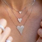 Pave CZ Mini Heart Chain Necklace  White Gold Plated Over Silver Heart: 0.25" Long X 0.25" Wide 16-18" Adjustable Length