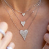 Pave CZ Large Heart Chain Necklace  White Gold Plated Over Silver Heart: 1.00" Long X 0.70" Wide 16-18" Adjustable Length