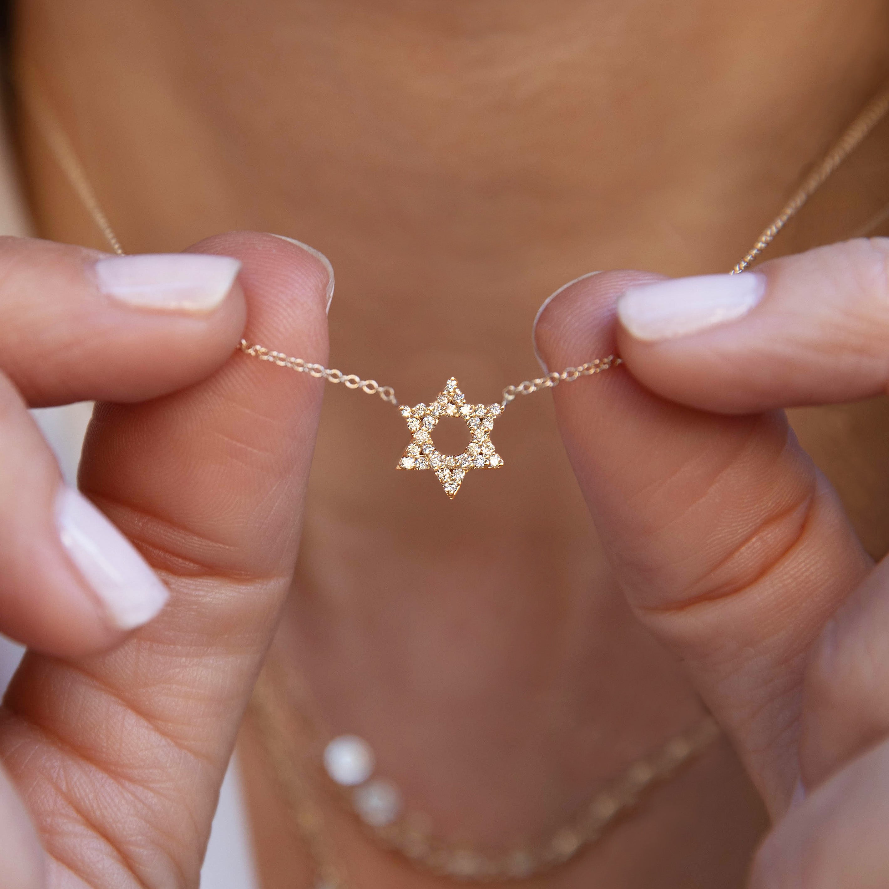 14k White Gold Diamond Jewish Star of David Pendant