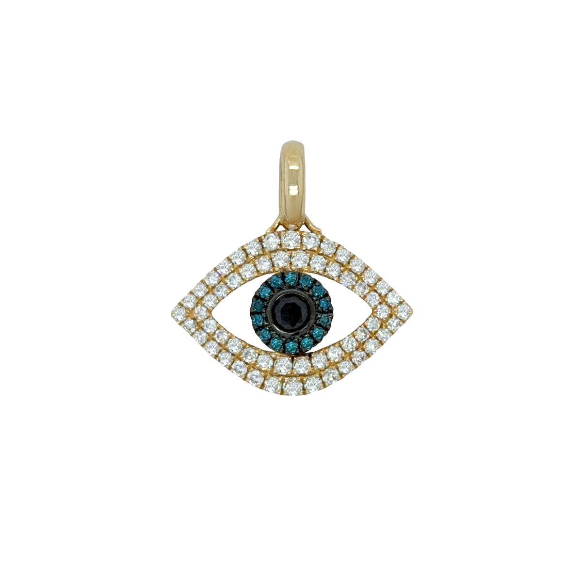 Diamond Pave Evil Eye Charm&nbsp;

14K Yellow Gold
1.02" Long X 0.98 Wide
1.37 Diamond Carat Weight