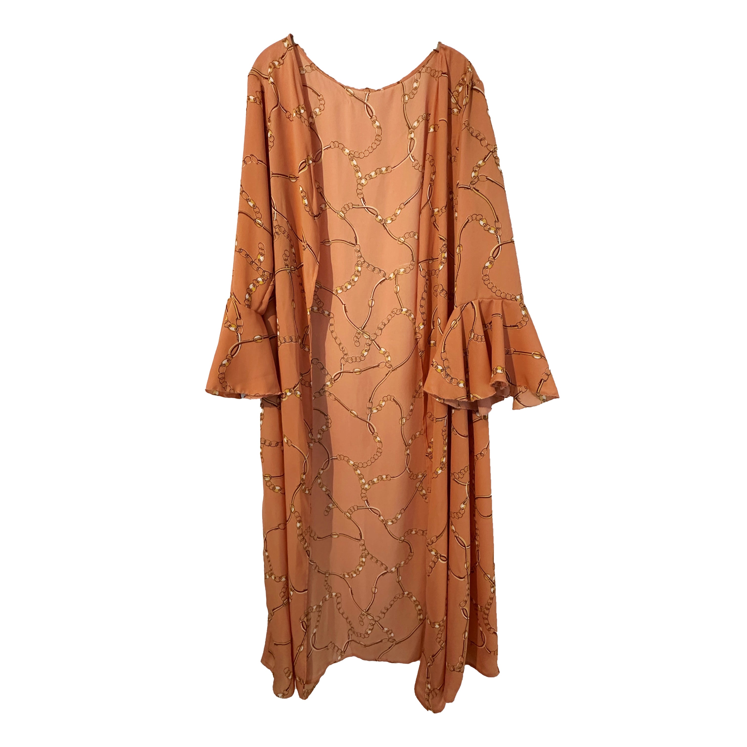 Peach & Chain Design Long Kimono