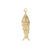 Large Flexible Fish Charm Pendant  Yellow Gold Plated 2.10" Long X 0.60" Wide