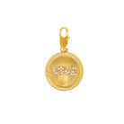 <p>Pave CZ Love Ridged Disc Charm</p> <ul> <li>Yellow Gold Plated</li> <li>2" Long X 1.16" Wide</li> </ul>