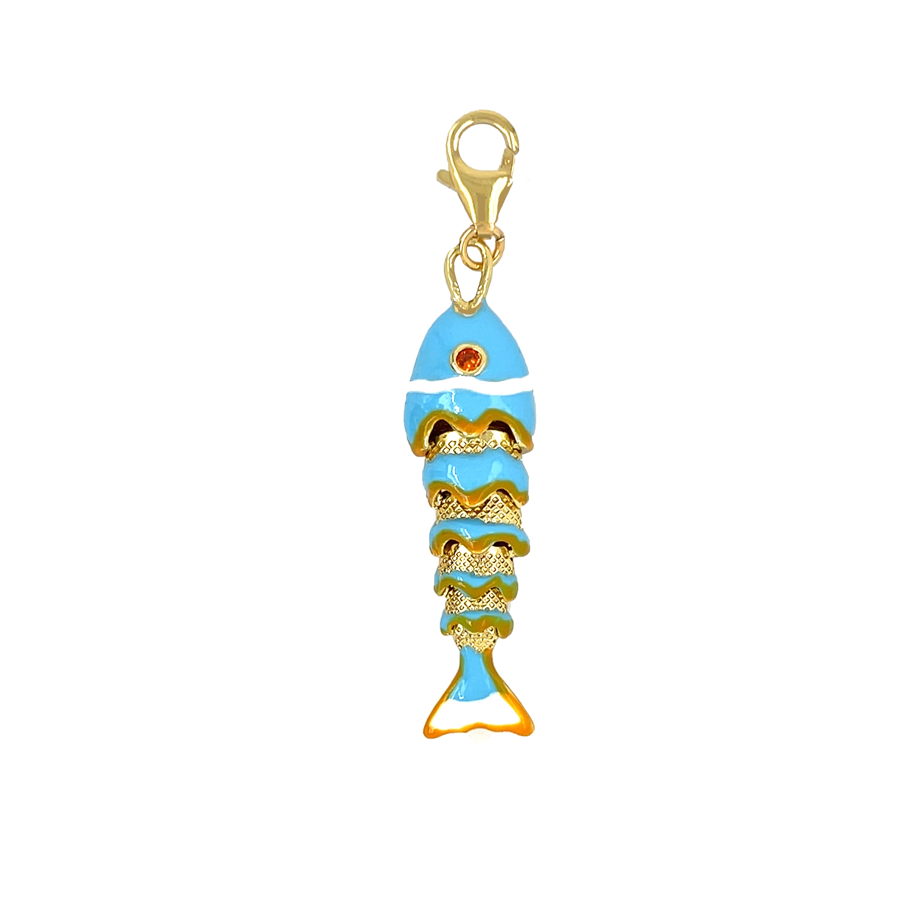 Turquoise Enamel Textured Flex Fish Charm&nbsp;

Reel in some fun with our Flex Fish Charm! This flexible and texturized charm adds a playful touch to any accessory. No need to fish for compliments, they'll come swimming your way with this cute addition.

Yellow Gold Plated
1.60" Long x 0.42" Wide