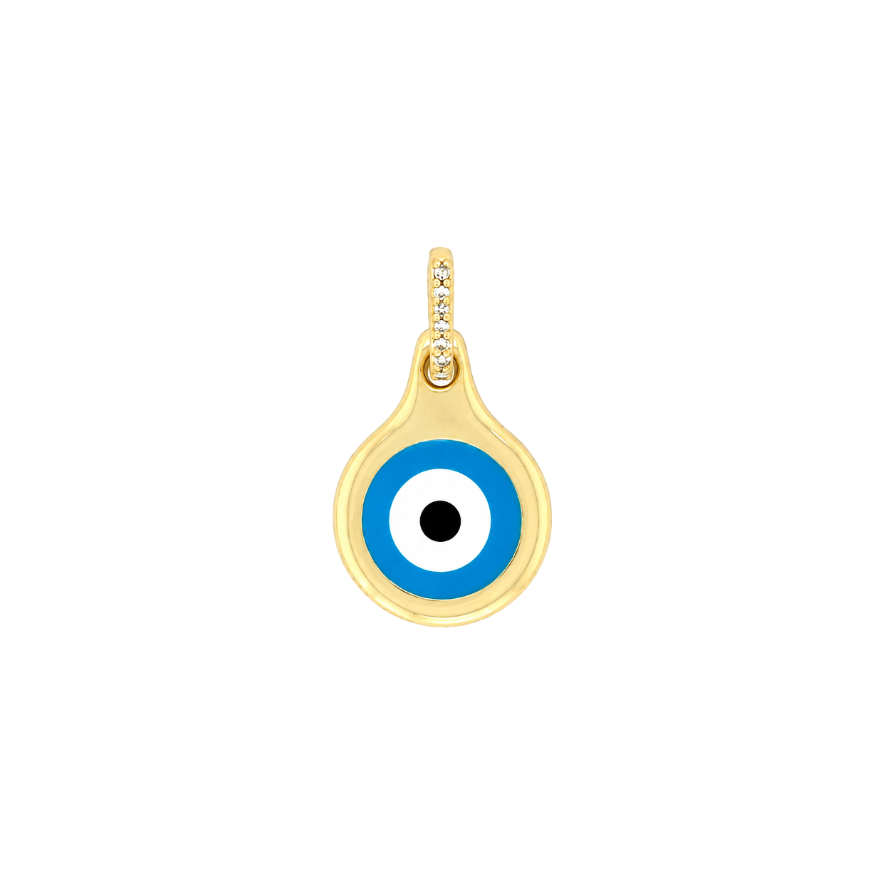 Blue Evil Eye Charm

A modern take on a timeless symbol, this yellow gold-plated evil eye charm features vibrant blue enamel and a sparkling pave bail for the perfect touch of shine. Wear it solo or add it to your favorite chain for a meaningful everyday look that's both stylish and protective.

Yellow Gold Plated
1.04" Long X 0.58" Wide
Cubic Zirconia