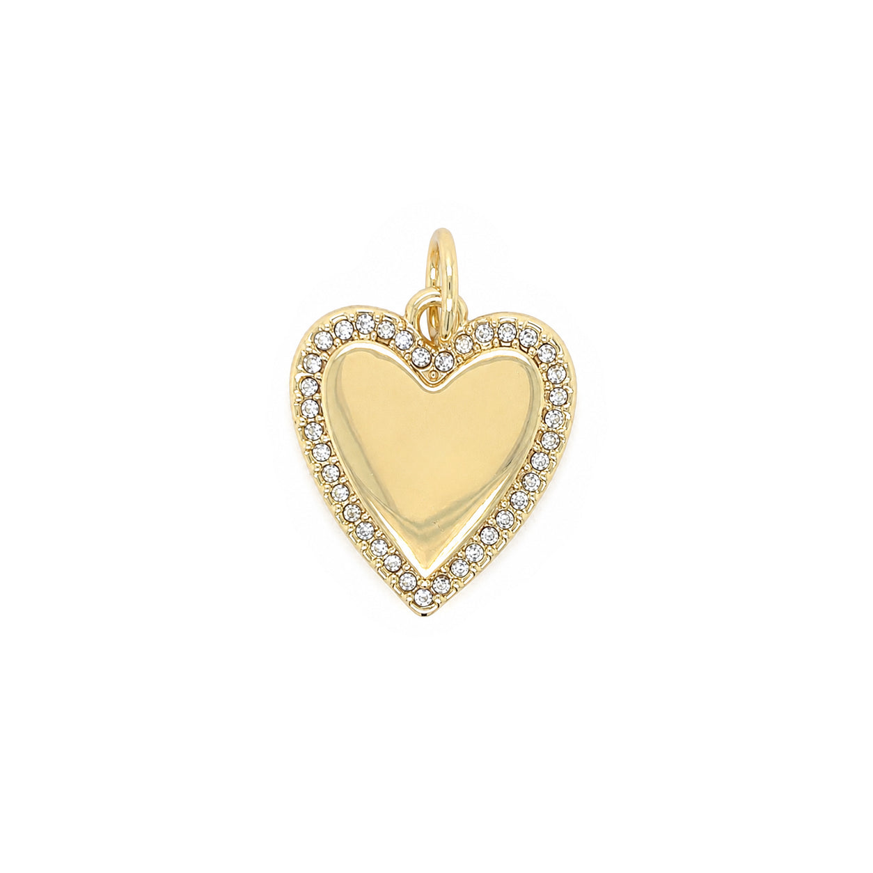 Heart Pave Trim Charm

A timeless symbol of love with a modern edge. This polished yellow gold-plated heart charm is framed with shimmering pave crystals for the perfect touch of sparkle. Wear it on your favorite chain, charm necklace, or bracelet to create a look that's uniquely yours.

Yellow Gold Plated
1.04" Long X 0.58" Wide
Cubic Zirconia