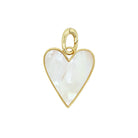 White Mother Of Pearl Heart Charm

Add a romantic touch to your jewelry collection with this delicate heart charm. Framed in polished gold plating, the iridescent mother of pearl centerpiece adds effortless elegance and refined charm. Perfect for styling on your favorite chain or layering with other meaningful charms.

Yellow Gold Plated
1.38" Long X 0.88" Wide

Mother of Pearl
