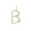 Letter B 14K Yellow Gold Diamond Letter Charm 14K Yellow Gold Diamond Carat Weight depends on the letter Diamonds: 2MM Diameter 0.60" High X 0.50" Wide Charm Bail: 0.25" Long X 0.18" Wide Please allow up to 8 weeks for shipping depending on letter availability.