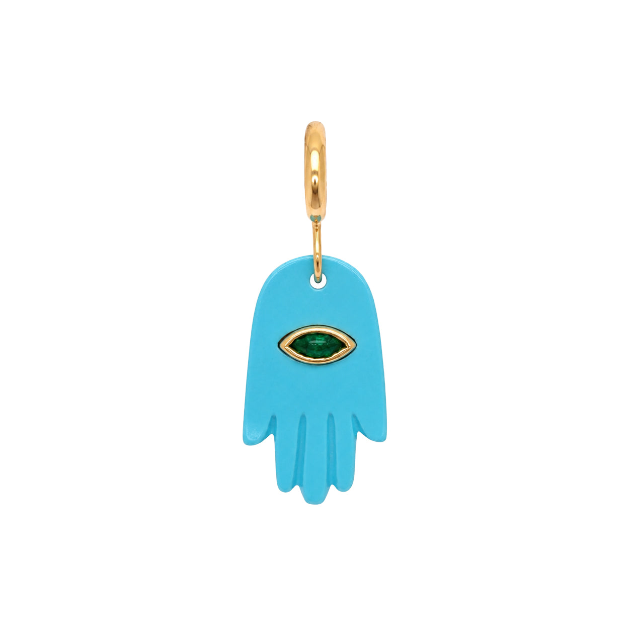 Turquoise Hamsa Emerald Charm
