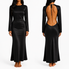 Black Satin Crepe Long Sleeve Backless Dress

Minimalist elegance meets statement style in this satin crepe gown, finished with a dramatic open back and delicate tie detail.

One Size
100% Satin
Hand Wash Cold