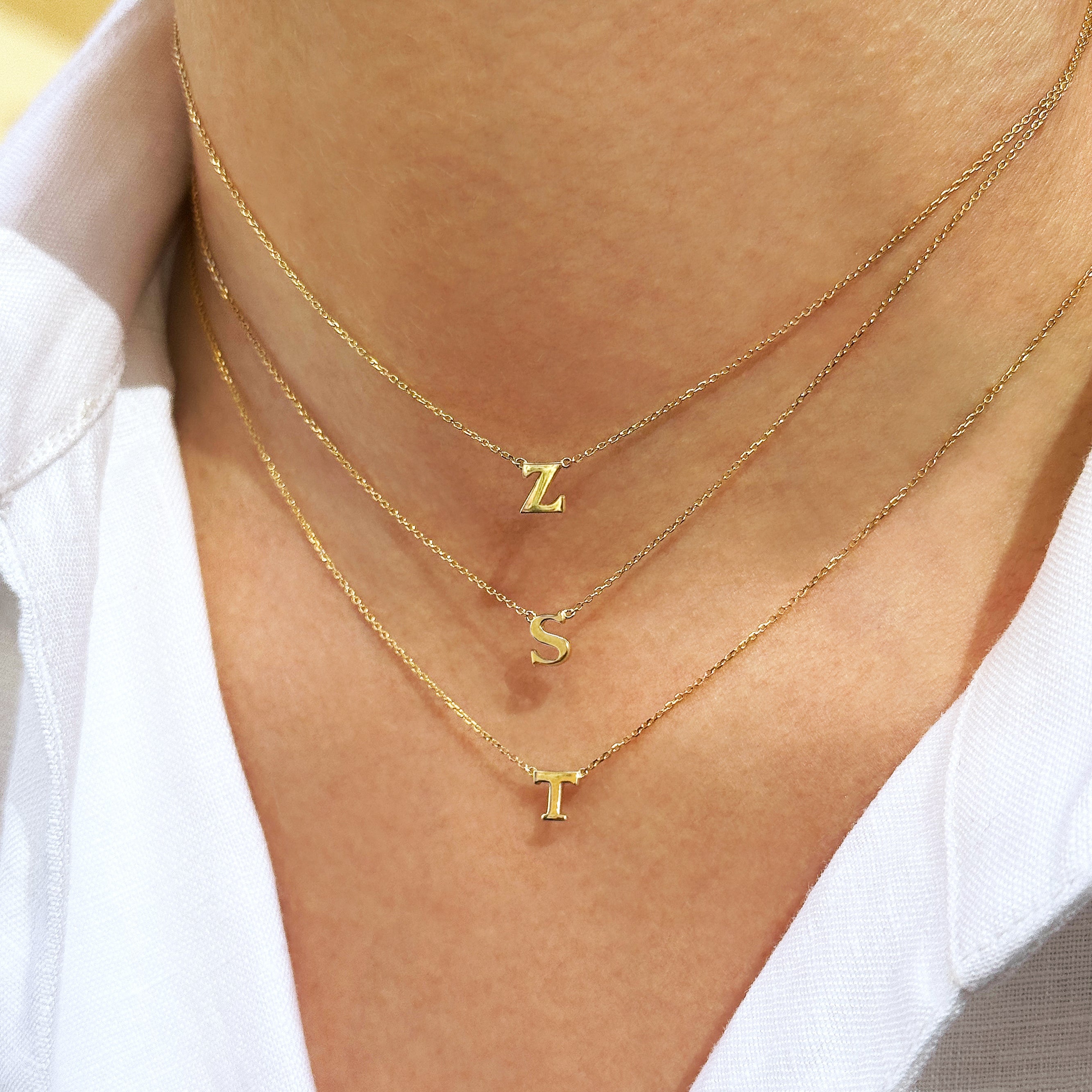 14K Gold Initial Necklace View 2
