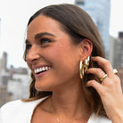 Large Gold Hoop Earrings  Yellow Gold Plated 1.95" Diameter 0.20" Width Pierced As worn by Hoda Kotb.