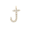 Letter J 14K Yellow Gold Diamond Letter Charm 14K Yellow Gold Diamond Carat Weight depends on the letter Diamonds: 2MM Diameter 0.60" High X 0.50" Wide Charm Bail: 0.25" Long X 0.18" Wide Please allow up to 8 weeks for shipping depending on letter availability.