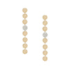 Pave Diamond Disc & Solid Gold Discs Drop Pierced Earrings  14K Yellow Gold 0.29 Carat Diamond Weight 2.75" Long X  0.25" Wide Discs: 0.25'" Wide