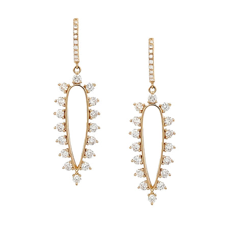 Diamond Drop Pierced Earrings   14K Yellow Gold 1.79 Diamond Carat Weight  1.75" Length  X 0.45" Width