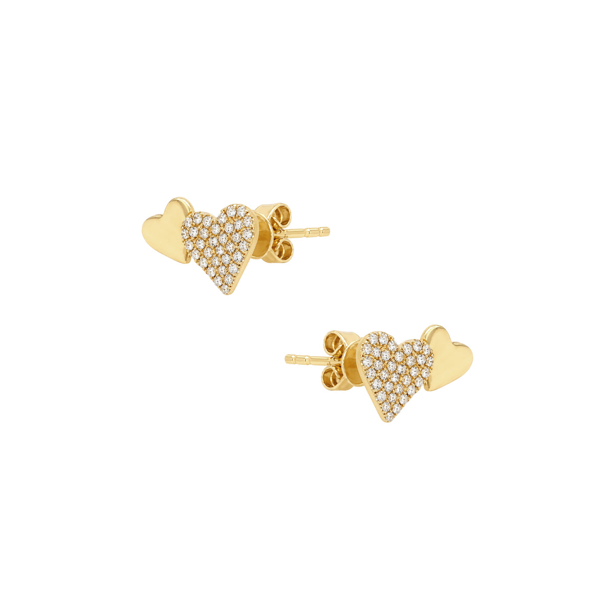 Diamond Double Heart Earrings View 1