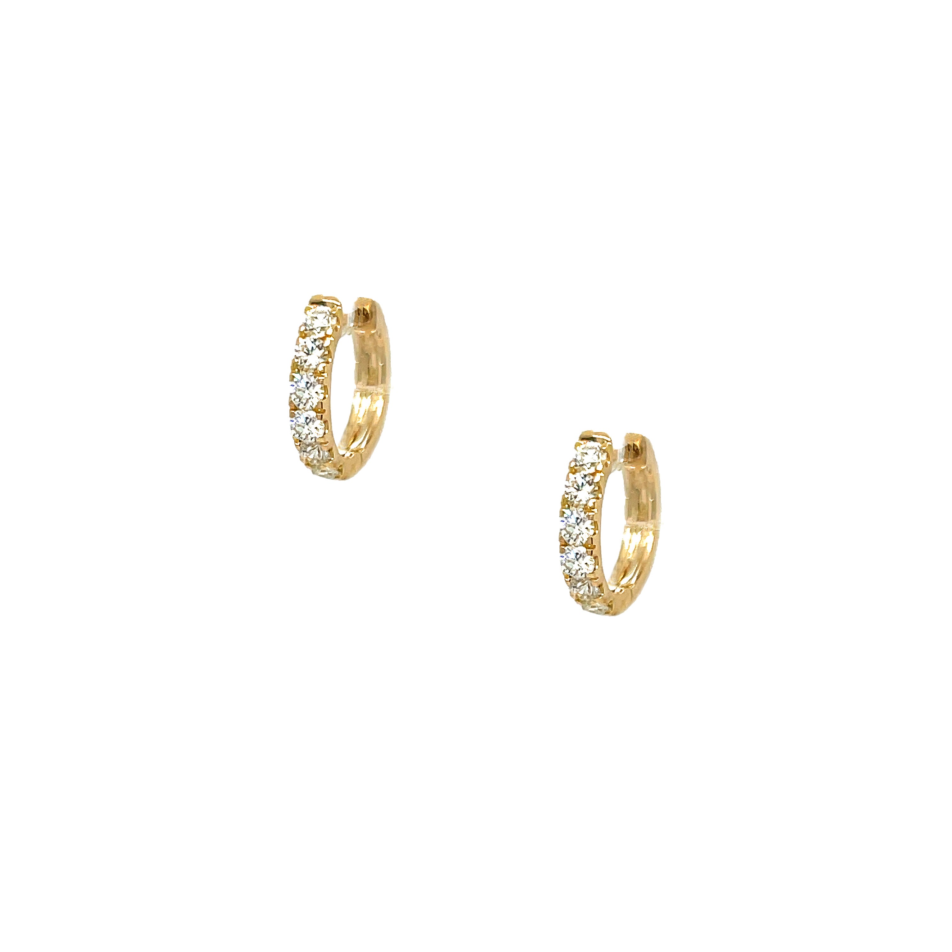 <p>Small Diamond Huggie Earrings</p> <ul> <li>14K Yellow Gold</li> <li>0.50 Diamond Carat Weight</li> </ul>