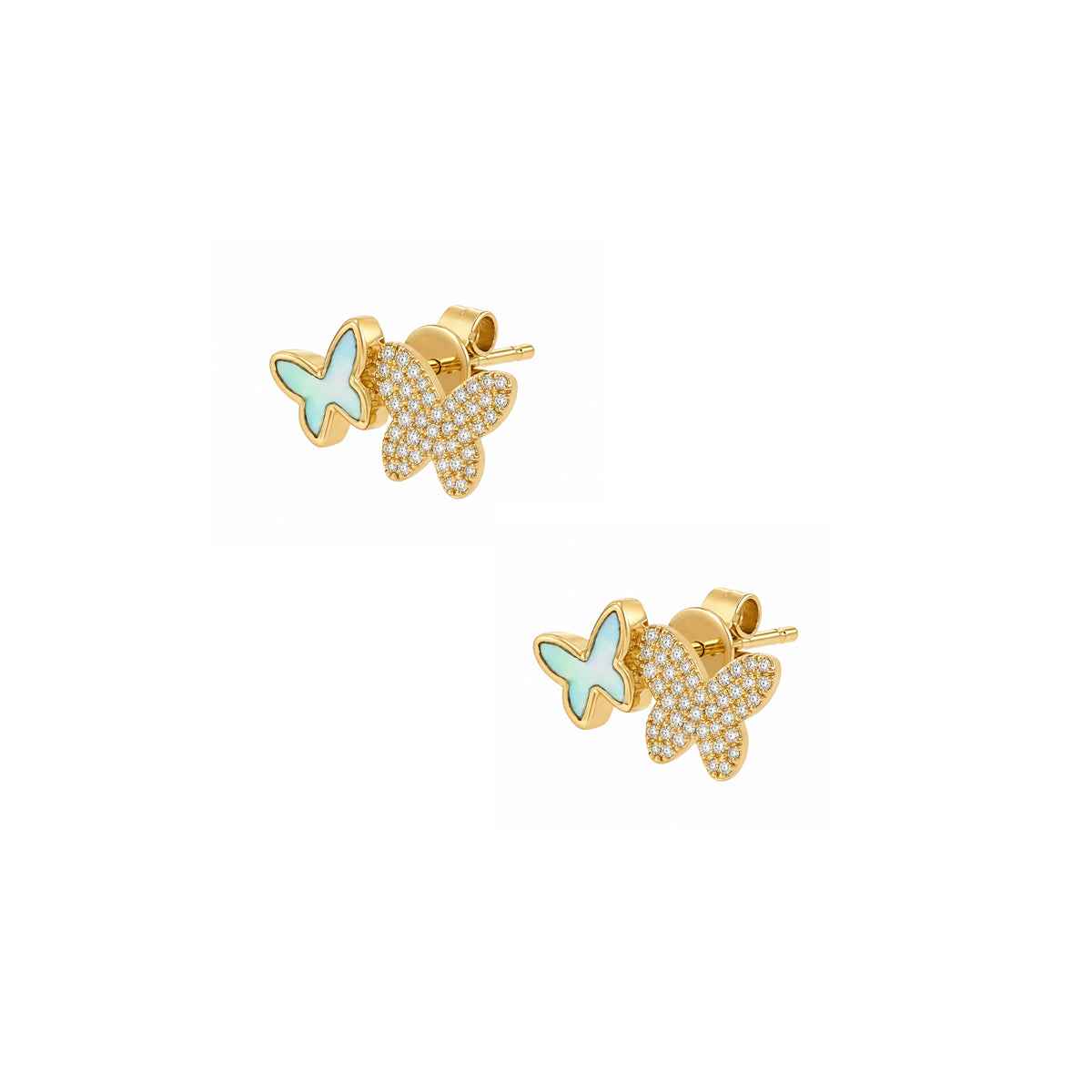 14K Gold Diamond Pave &amp; Pearl Double Butterfly Stud Earrings

14K Yellow Gold

0.20 Diamond Carat Weight
0.43 Mother Of Pearl&nbsp;
0.28" Long X 0.43" Wide