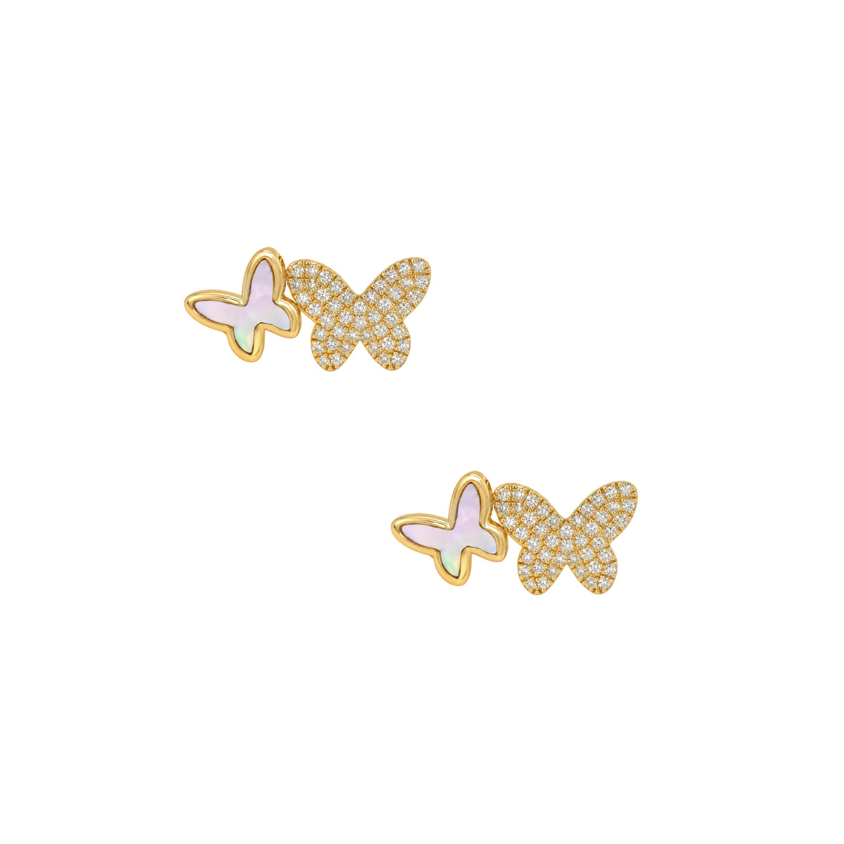 14K Gold Diamond Pave &amp; Pearl Double Butterfly Stud Earrings

14K Yellow Gold

0.20 Diamond Carat Weight
0.43 Mother Of Pearl&nbsp;
0.28" Long X 0.43" Wide