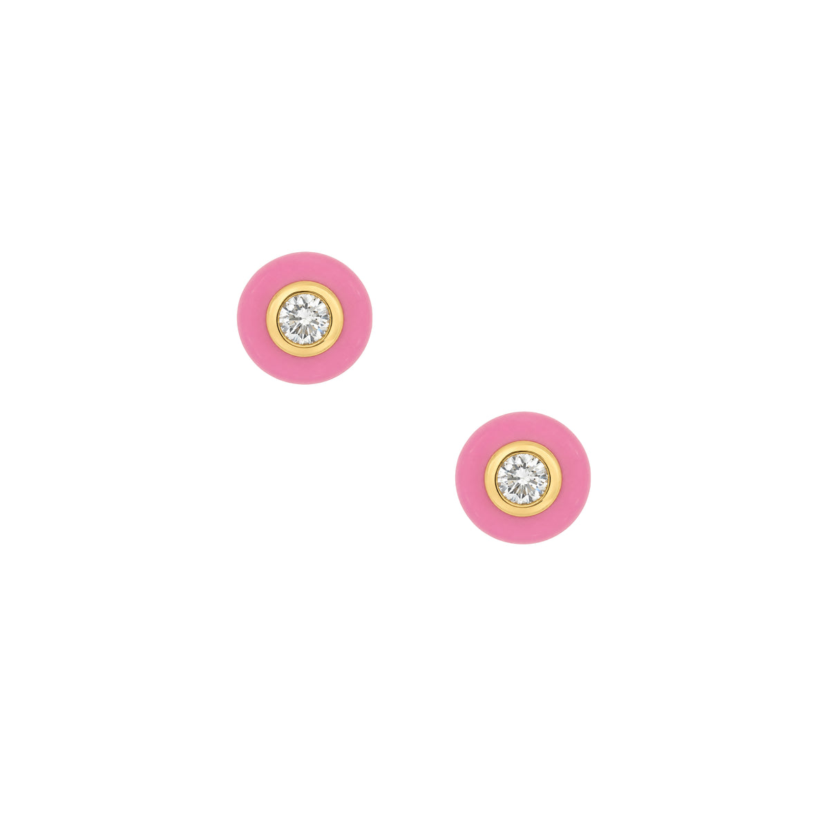 Diamond & Pink Stud Earrings View 2
