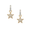 Diamond Star Huggie Hoop Earring  14K Yellow &amp; White Gold 2.24 Diamond Carat Weight 1.04" Long X 0.51" Wide