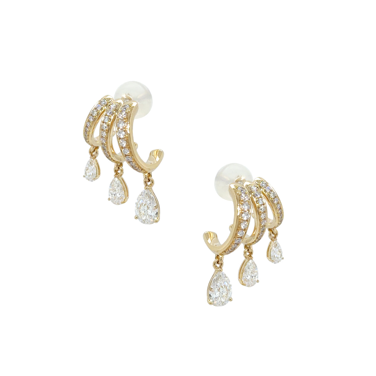 Lab Grown Diamond Three Tear Dangle Earrings View 1