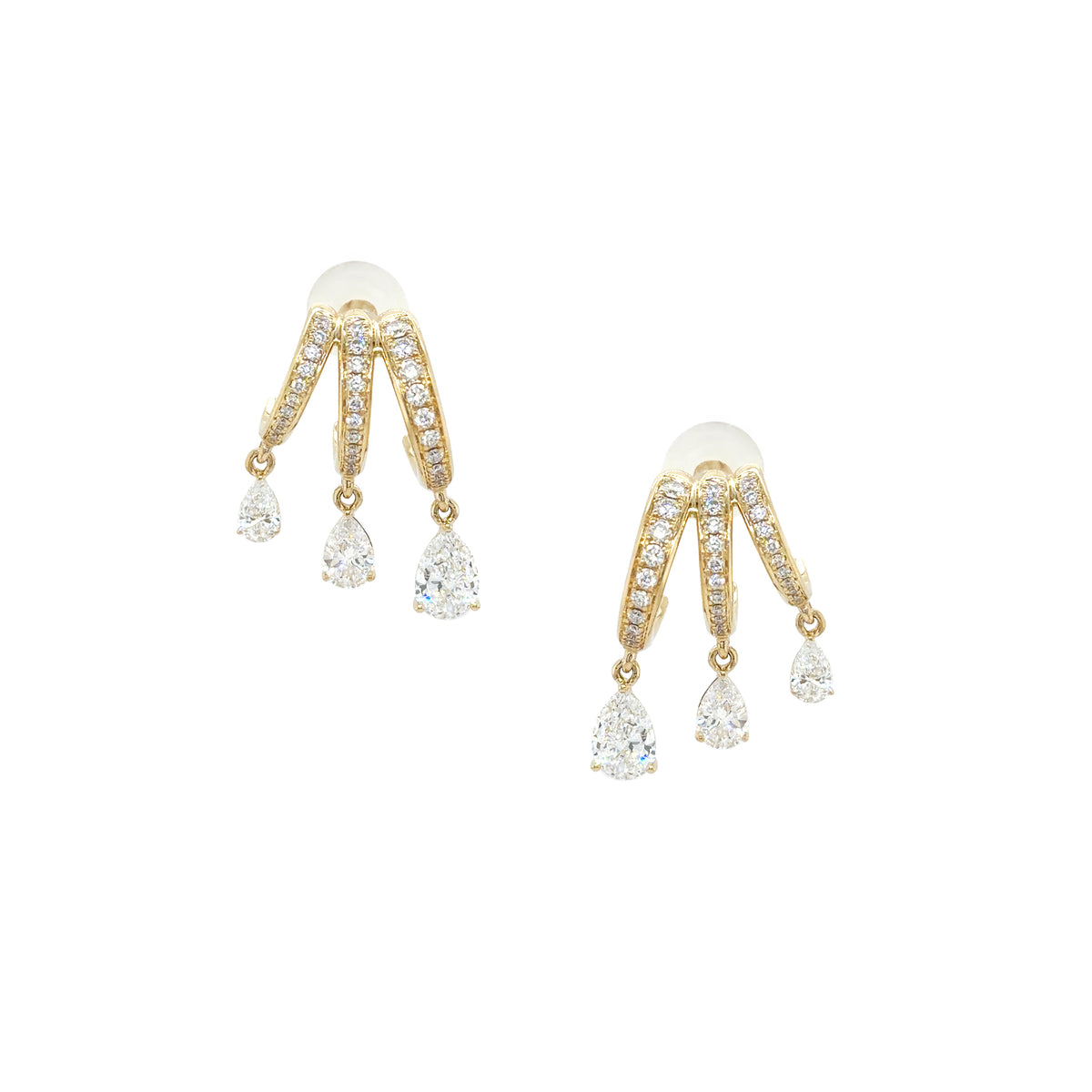 Lab Grown Diamond Three Tear Dangle Earrings View 2