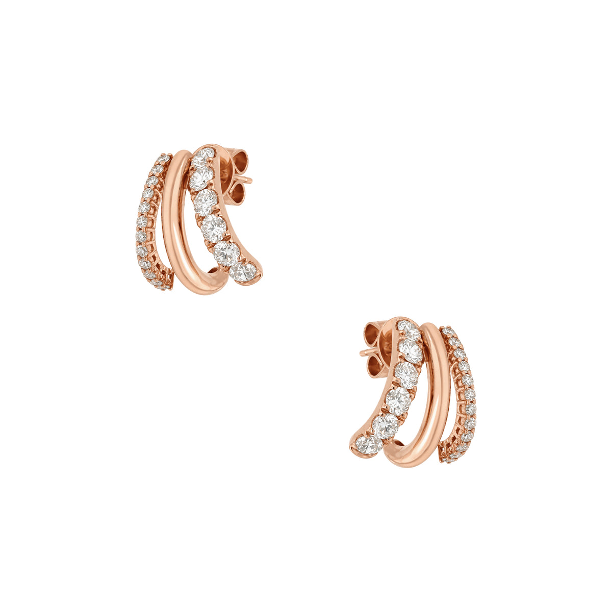 Diamond Triple Curve Earrings