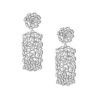 White Gold–Plated Pierced Pave Stone Double Drop Earrings
