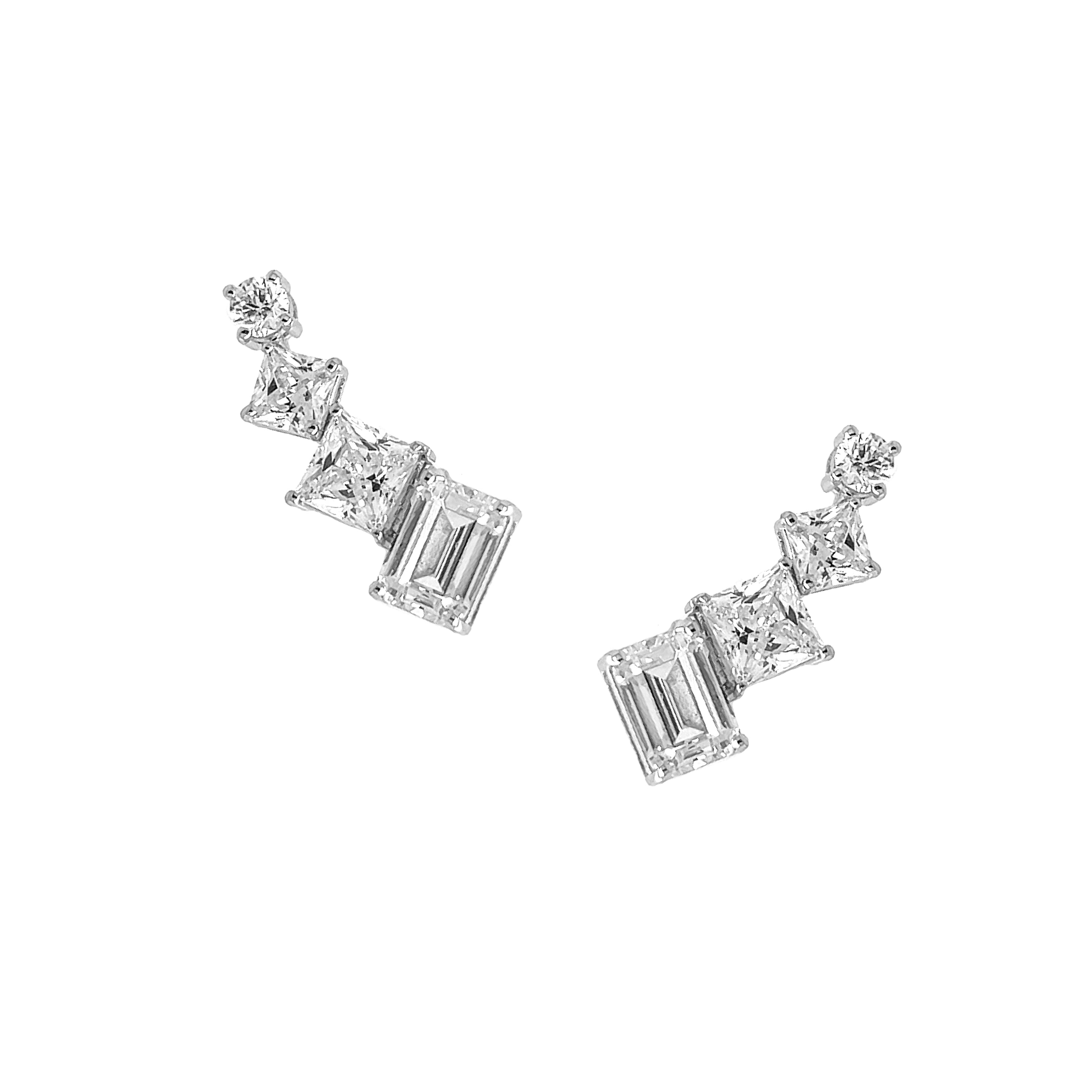 CZ 4 Shape Climber Pierced Earrings

White Gold Plated
0.75" Long X 0.32" Wide