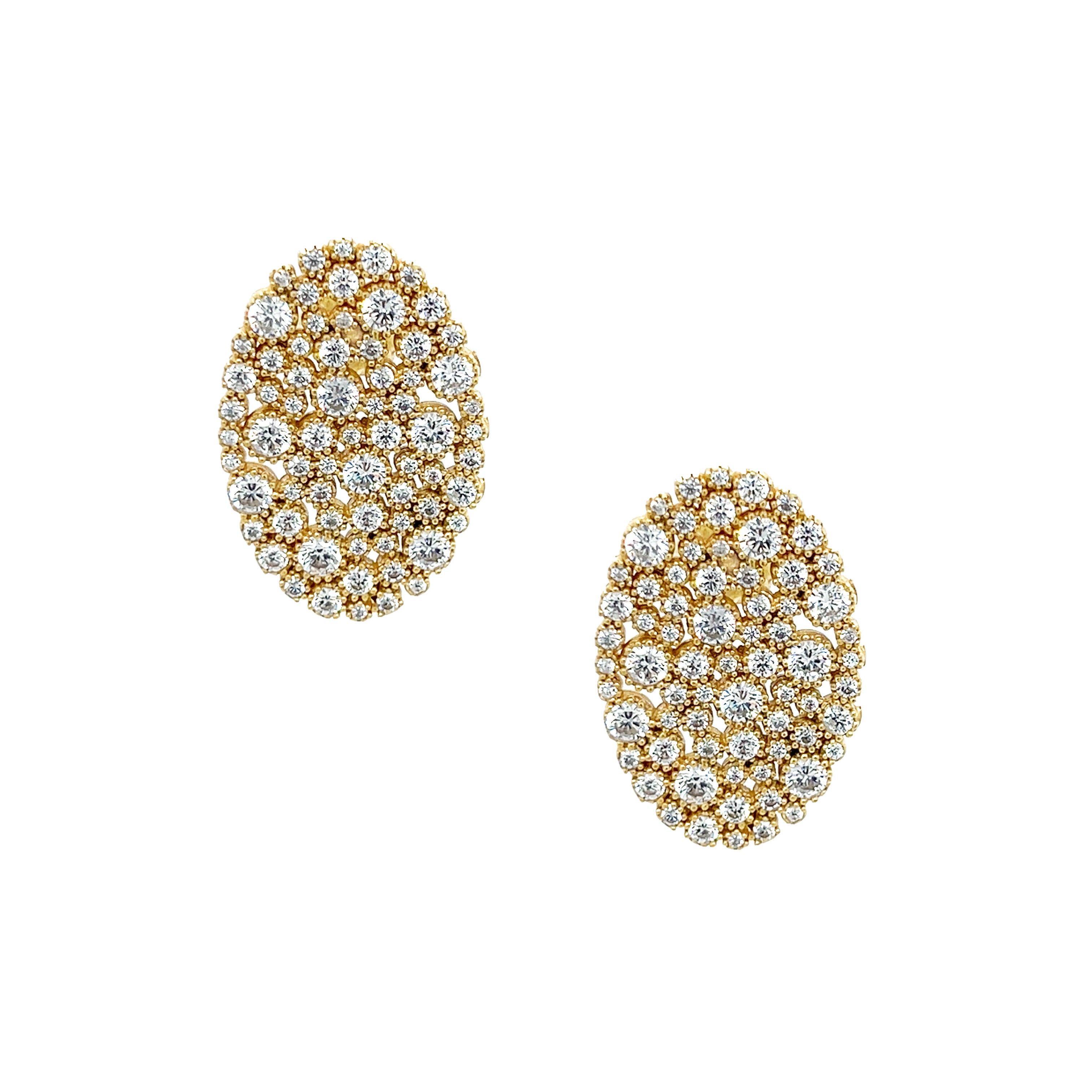 Oval Gold-Plated Pierced Stud Earrings
