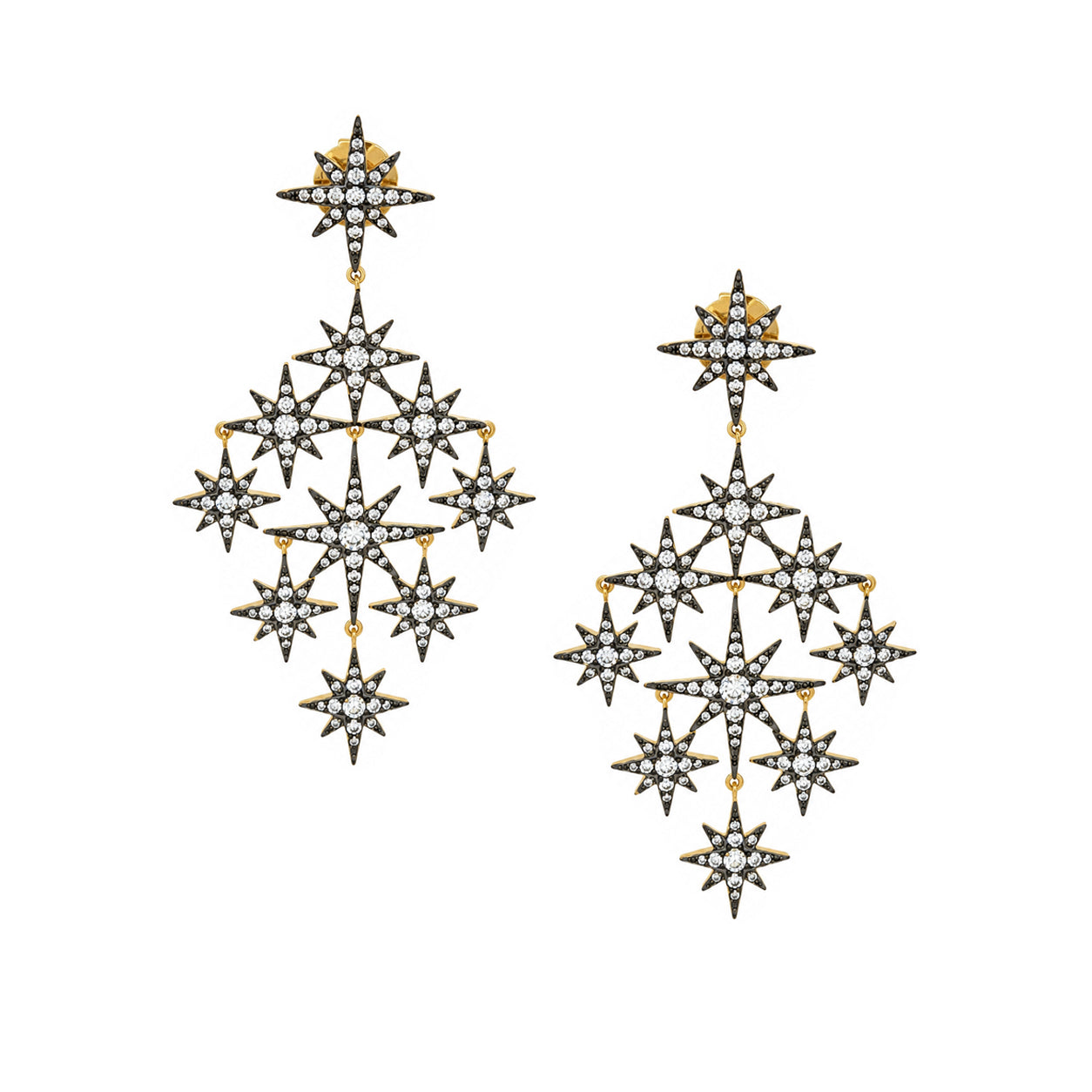 Multi Star Earrings

Make a statement with these celestial-inspired chandelier earrings, featuring a cascade of sparkling pave cubic zirconia starbursts in a striking oxidized and yellow gold-plated finish. Lightweight yet eye-catching, they add the perfect touch of sparkle to evening looks or elevate everyday style.

Yellow Gold Plated
Oxidized Gold Plated
Cubic Zirconia
2.70" Long x 1.55" Wide