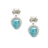 SALE Larimar & Quartz Clip On Earrings